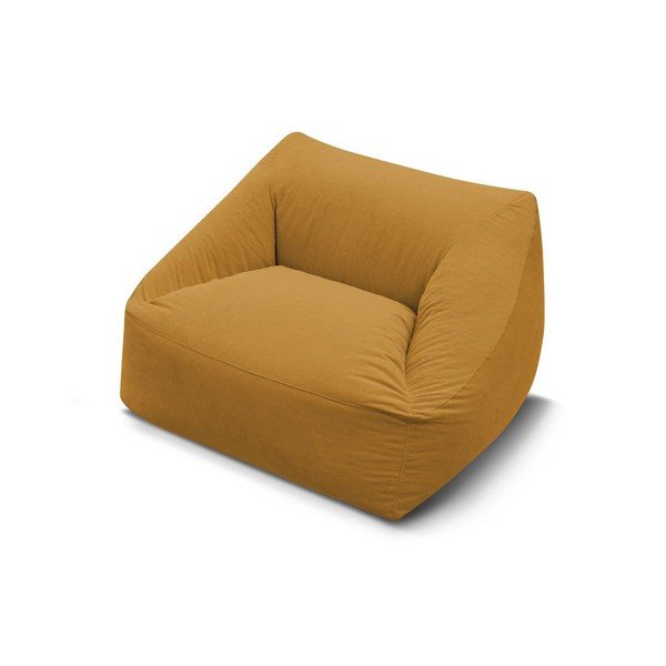 Fotoliu bean bag galben cu tapițerie din catifea reiată Lilibet – Bobochic Paris-image-3