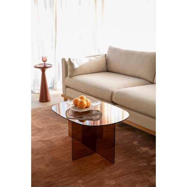 Măsuță de cafea maro din sticlă 60x80 cm Linea – Zuiver-image-1