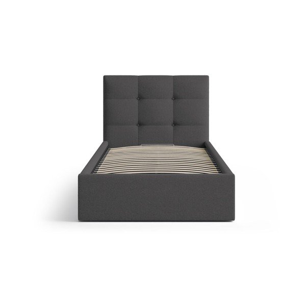 Pat gri antracit tapițat cu spațiu de depozitare cu somieră 90x200 cm Phaedra – Micadoni -image-3