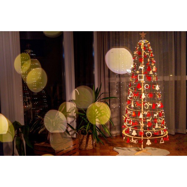 Pom de Crăciun decorativ din lemn Spira Slim, înălțime 72 cm-image-4
