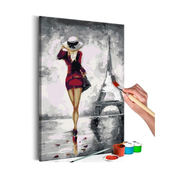 Set de pânze, vopseluri şi perii DIY Artgeist Parisian Girl, 40 x 60 cm