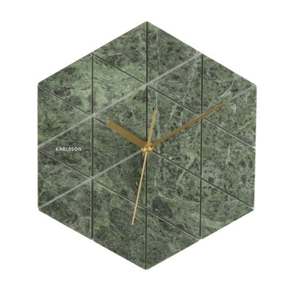 Ceas de perete Karlsson Marble Hexagon, verde