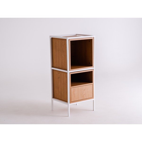 Bibliotecă albă în decor stejar 45x102 cm Skap - CustomForm-image-2