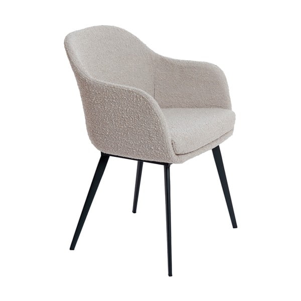 Scaun de sufragerie bej cu cotiere tapițat Leone – Light & Living