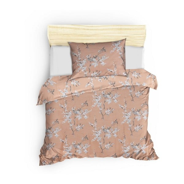 Lenjerie de pat portocalie din bumbac pentru pat de o persoană 140x200 cm Chicory – Mijolnir