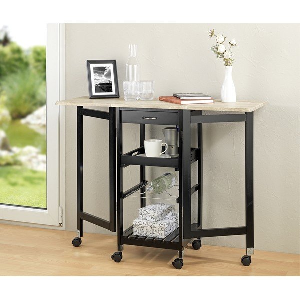 Dulap vinotecă negru/în culoare naturală cu aspect de lemn de stejar număr sticle 3, 97x77 cm – Maximex-image-3