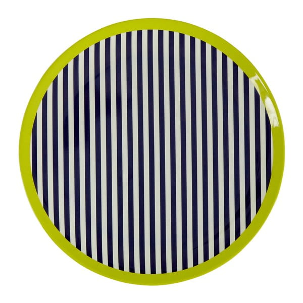 Farfurie Premier Housewares Mimo Stripes, ⌀ 20 cm. alb-negru-verde