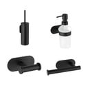 Set de accesorii de baie negru mat autoadeziv din oțel inoxidabil Orea – Wenko