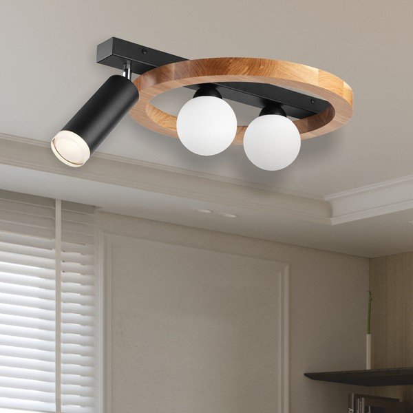 Plafonieră neagră/în culoare naturală 40x50 cm Otis – LAMKUR-image-1