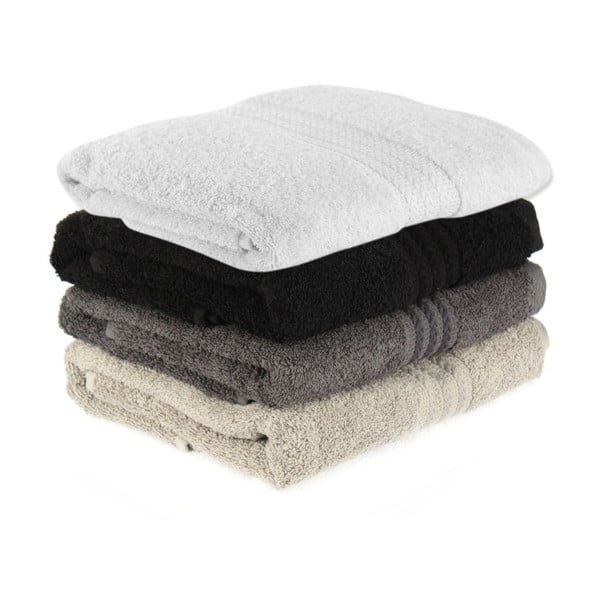 Set 4 prosoape din bumbac Foutastic Black, 50 x 90 cm-image-1