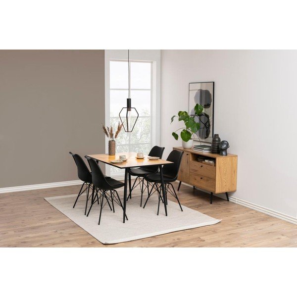 Comodă TV neagră/în culoare naturală cu aspect de lemn de stejar 124x75 cm Wilma – Actona-image-1