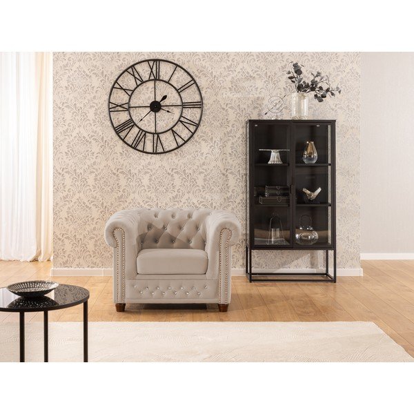 Fotoliu bej chesterfield cu tapițerie din catifea York Blik – Ropez-image-1