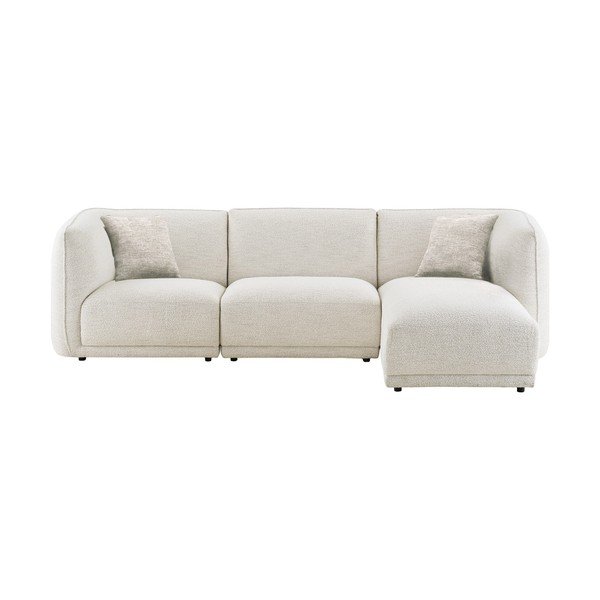 Colțar crem cu tapițerie din chenille (cu colț pe partea dreaptă/cu șezlong) Noor – House Nordic