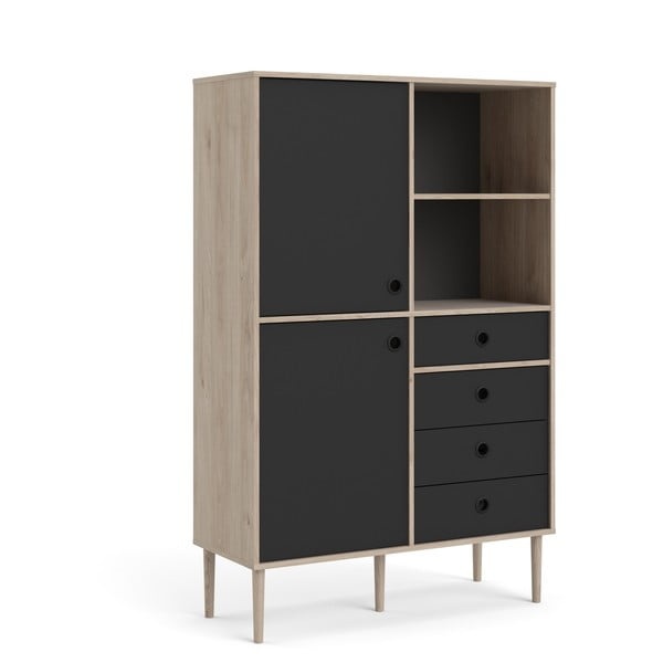 Comodă neagră cu ramă cu aspect de stejar Tvilum Rome, 99x154 cm-image-4