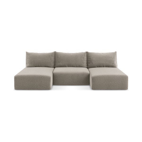 Colțar bej extensibil/cu spațiu de depozitare Kalena – Makamii