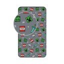 Cearceaf pentru copii gri din bumbac pentru pat de o persoană cu elastic 90x200 cm Minecraft "We got this" – Jerry Fabrics