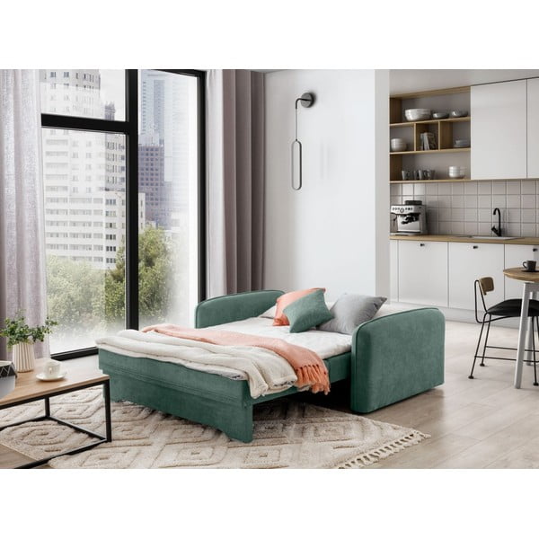 Canapea verde extensibilă/cu spațiu de depozitare cu tapițerie din chenille 155 cm Laine – ELTAP-image-4