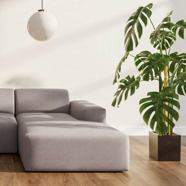 Colțar gri cu tapițerie din catifea (cu colț pe partea dreaptă, cu șezlong) Villet – Rodier-image-3