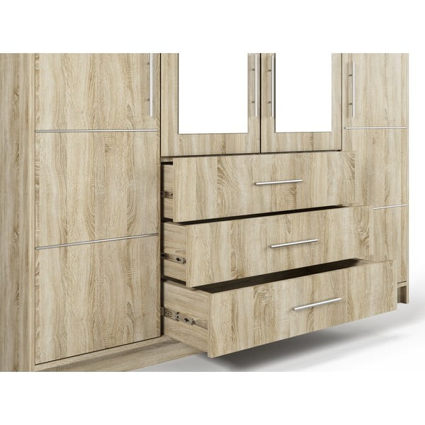 Dulap în decor de stejar cu oglindă 196x200 cm Derry - Cosmopolitan Design-image-1