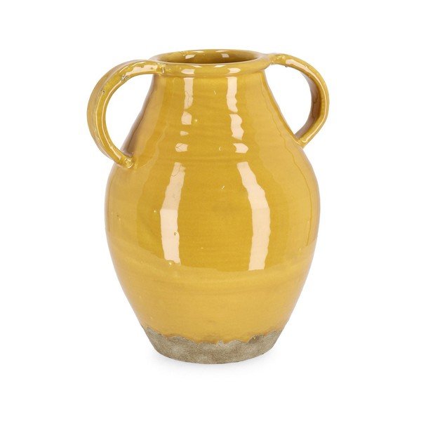 Vază galben-muștar din teracotă lucrată manual (înălțime 31 cm) Daruma – Bizzotto
