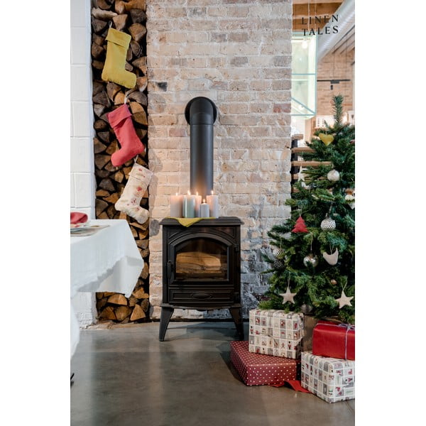 Decorațiune ciorap de Crăciun din material textil Christmas Print Natural – Linen Tales-image-4