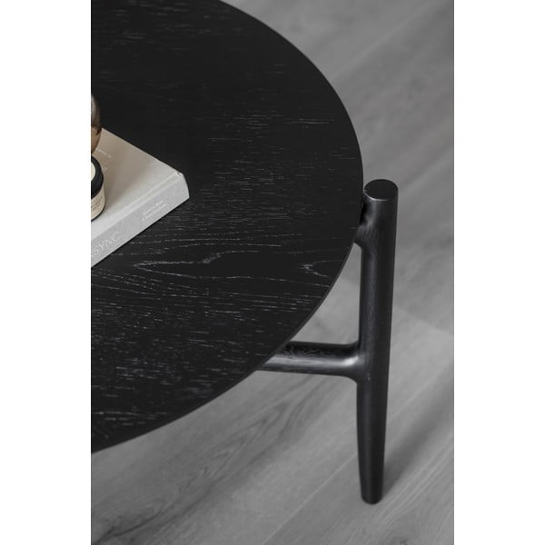 Masă de cafea din lemn de stejar natural Rowico Holton, ø 80 cm, negru-image-3
