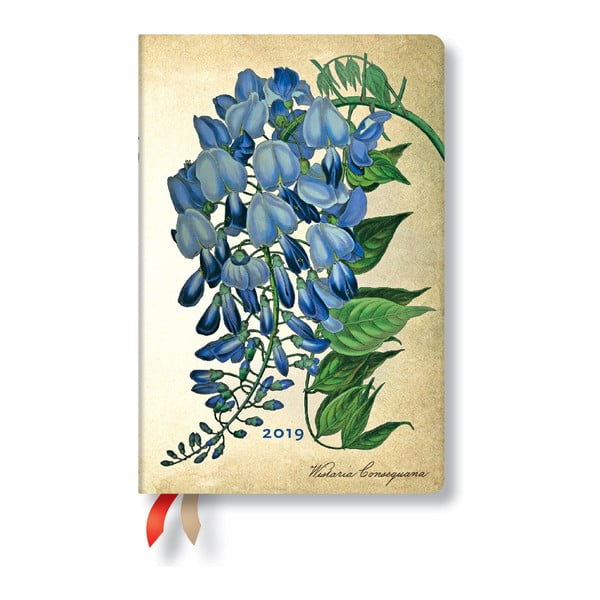 Agendă pentru anul 2019 Paperblanks Blooming Wisteria Verso, 9,5 x 14 cm