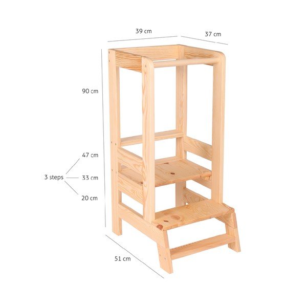 Scaun turn din lemn pentru copii MeowBaby-image-1