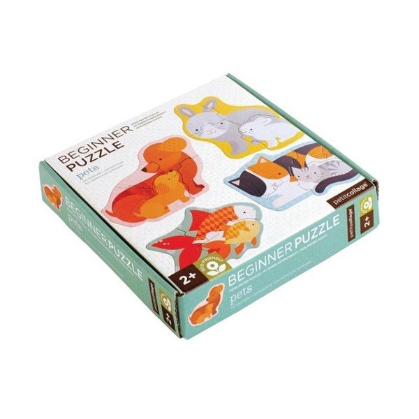 Set 4 puzzle din hârtie reciclată și vopsea vegetală Petit collage Pets-image-3