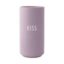 Vază din porțelan Design Letters Kiss, înălțime 11 cm, violet