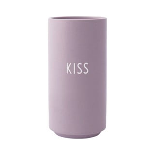Vază din porțelan Design Letters Kiss, înălțime 11 cm, violet
