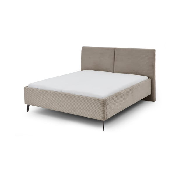 Pat matrimonial taupe tapițat cu spațiu de depozitare cu somieră 180x200 cm Lando – Meise Möbel