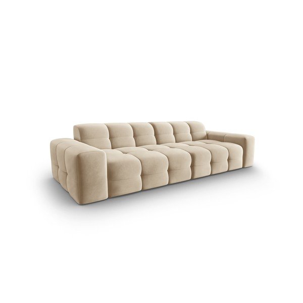 Canapea bej cu tapițerie din catifea 255 cm Kendal – Micadoni Home-image-3