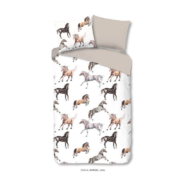 Lenjerie de pat din bumbac pentru copii Good Morning Horsie, 140 x 220 cm