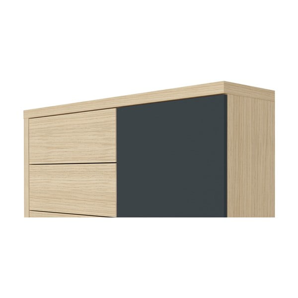 Comodă neagră cu aspect de lemn de stejar 113x113 cm Hugo TemaHome-image-1