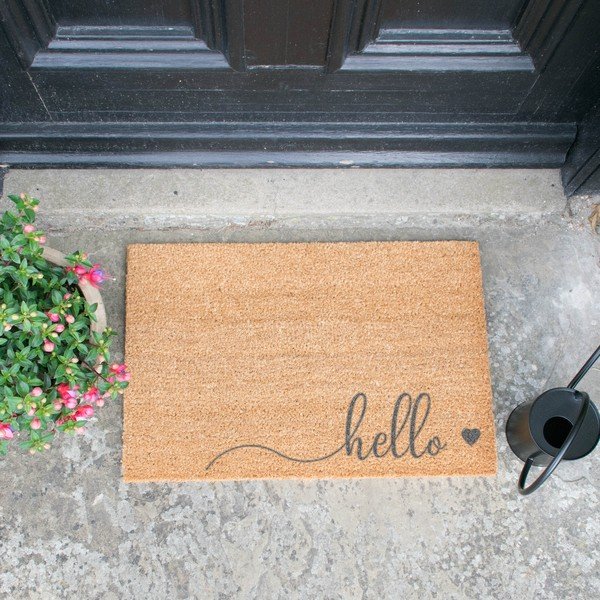 Covoraș intrare Artsy Doormats Hello Scribble, 40 x 60 cm, gri-image-1