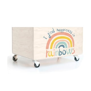 Cutie de depozitare din lemn pin pe roți Folkifreckles Rainbow
