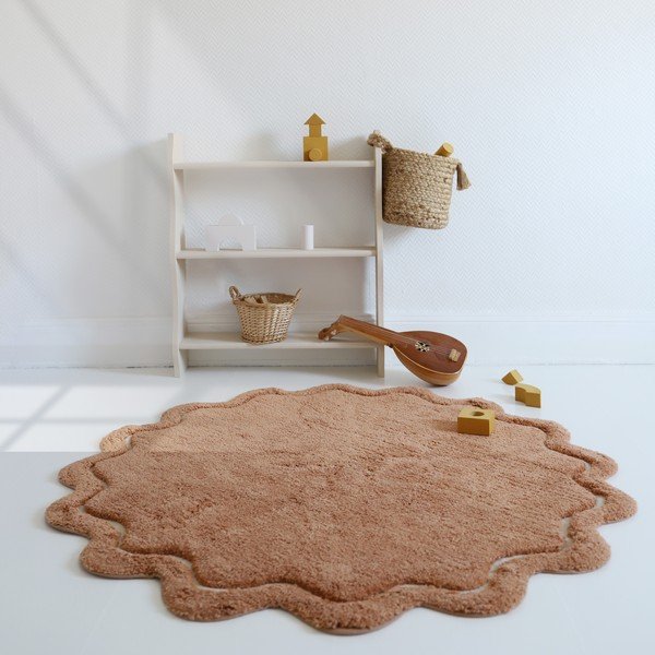 Covor cărămiziu lavabil țesut manual rotund din bumbac ø 110 cm Sweet April Toffee – Nattiot-image-1