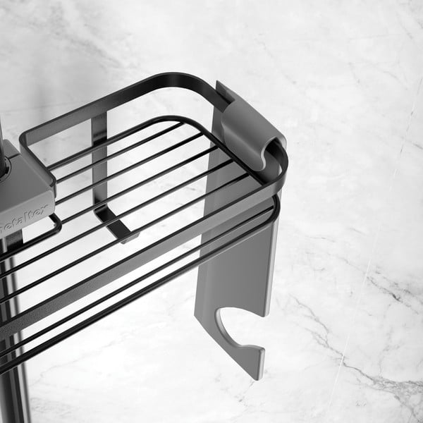 Raft pentru baie negru mat autoadeziv din oțel Lava – Metaltex-image-4