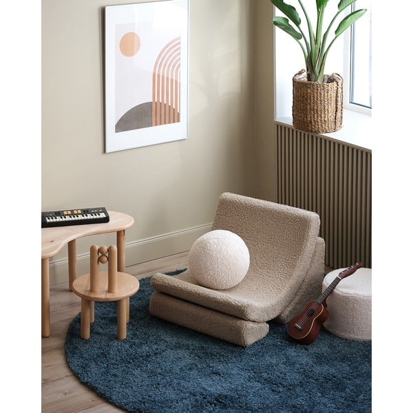 Fotoliu de copii maro deschis cu tapițerie din țesătură bouclé Moon – Wigiwama-image-4