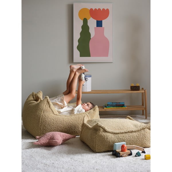 Fotoliu puf pentru copii verde cu tapițerie din țesătură bouclé Chair – Wigiwama-image-4