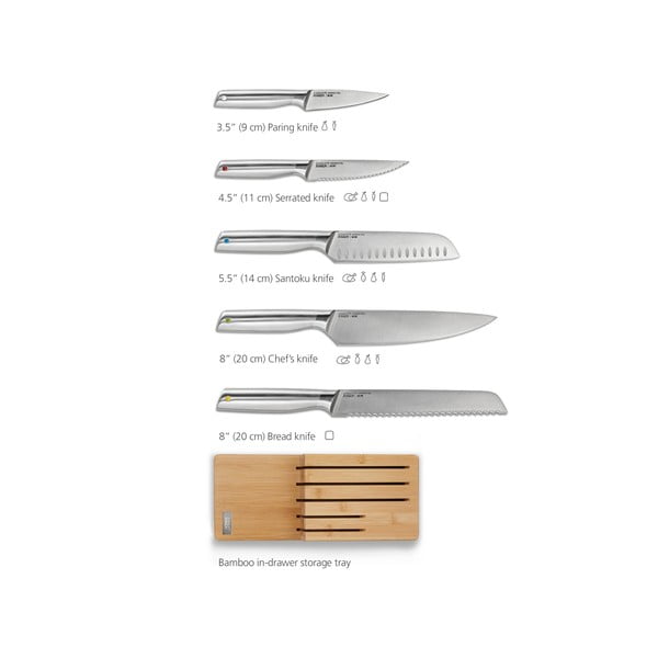 Set de cuțite cu suport din oțel inoxidabil 5 buc. Elevate Bamboo – Joseph Joseph-image-4