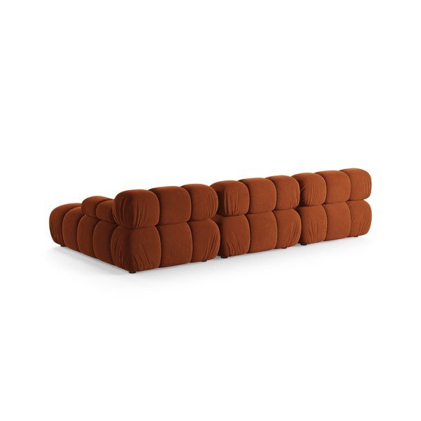Colțar modular teracotă cu tapițerie din catifea (cu colț pe partea dreaptă/cu șezlong) – Micadoni -image-3