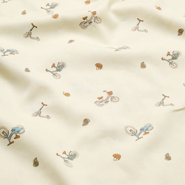 Lenjerie de pat pentru copii galben-deschis din bumbac organic pentru pat de o persoană 140x200 cm Bicycles – Cam Cam Copenhagen-image-1