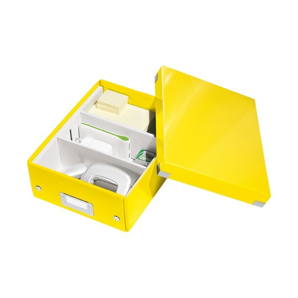 Cutie de depozitare din carton cu capac galbenă Click&Store - Leitz-image-4