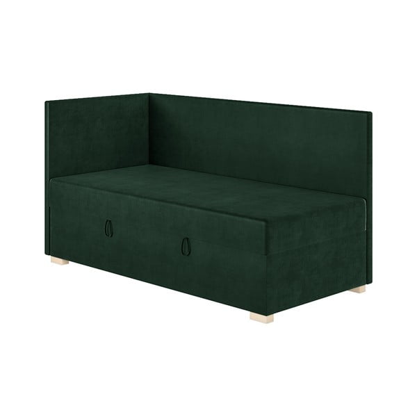 Pat pentru copii  verde închis pe colț cu spațiu de depozitare cu saltea 90x200 cm Flexi – Ghado-image-4
