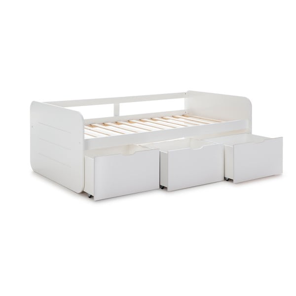 Pat pentru copii  alb cu spațiu de depozitare 90x190 cm Abbott – Marckeric-image-2