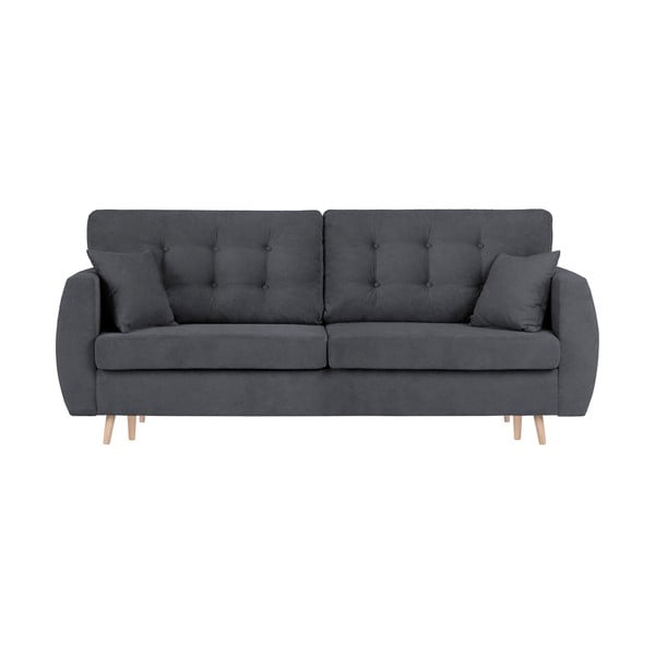 Canapea extensibilă cu 3 locuri și spațiu pentru depozitare Cosmopolitan design Amsterdam, 231 x 98 x 95 cm, gri închis