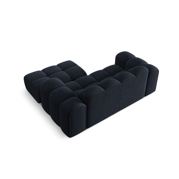 Colțar albastru închis cu tapițerie din chenille (cu colț pe partea dreaptă/cu șezlong) Treno – Cosmopolitan Design-image-3