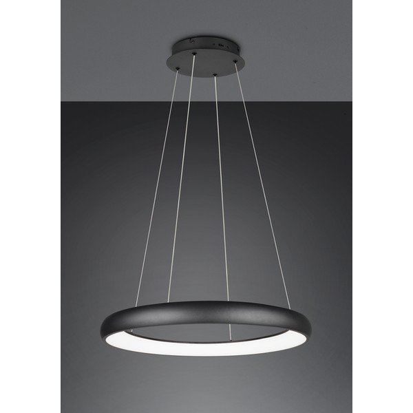 Lustră neagră LED cu intensitate reglabilă cu abajur din metal ø 75 cm Cardona – Trio-image-2